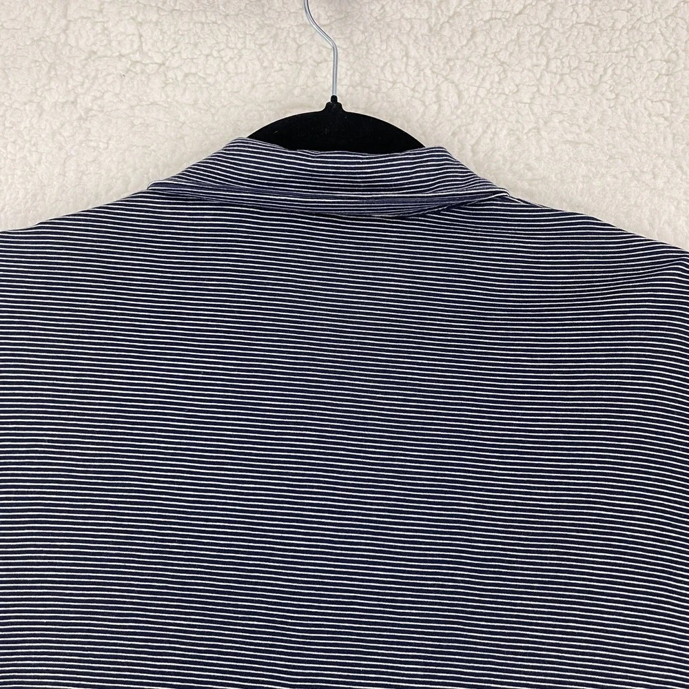 Ralph Lauren Blue White Stripe Golf Polo‎ Shirt Mens Short Sleeve Size Medium